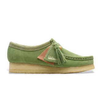 Clarks para mujer. 26180167 Zapatos de piel Wallabee verde (36), 1 a 3cm, Ante, Cordones, Casual