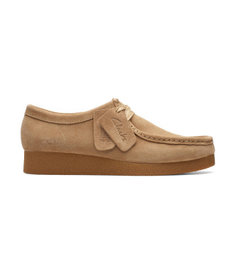 Clarks para mujer. 26174747 Mocasines de piel WallabeeEVOSh beige (36.5), Plano, 1 a 3cm, Ante, Cordones, Casual