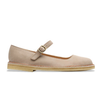 Clarks para mujer. 26180449 Zaaptos de piel Desert Jane beige (36), Plano, Ante, Hebilla, Casual