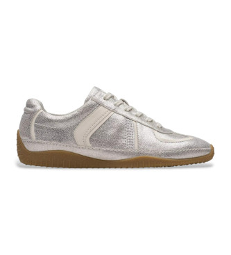 Clarks Para Mujer. 26183167 Zapatillas De Piel Meridor Lo Metallic Combi (37.5), Plata, Plano, Ante, Cordones, Casual-image