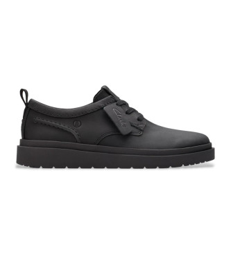 Clarks para hombre. 26181379 Zapatillas de piel Polden Lace negro (42), Plano, Cordones, Casual