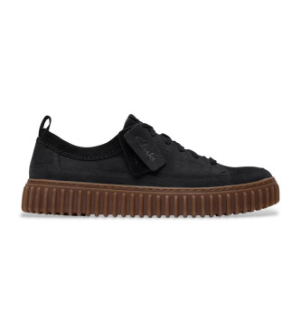Clarksvoor mannen. 26183470 Torhill Lanegro leren schoenen (41), Leer, Zwart, Plat, Veters, Casual