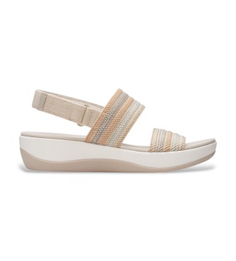Clarks para mujer. 26177183 Sandalias Arla Stroll beige (7,5 = 41,5), Tela, 3 a 5cm, Velcro, Casual