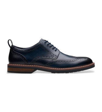 Clarks para hombre. 26178471 Zapatos de piel Aldwin Limit marino (40), Plano, Cordones, Casual