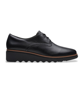 Clarks para mujer. 26175416 Zapatos de piel Sharon Rae negro (37.5), Plano, Cordones, Casual