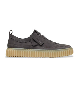 Clarks para hombre. 26184417 Zapatos de piel Torhill Lace gris oscuro (43), Plano, Ante, Cordones, Casual