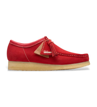 Clarks para hombre. 26180195 Zapatos de piel Wallabee rojo (43), 1 a 3cm, Ante, Cordones, Casual