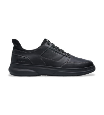 Clarks para hombre. 26184415 Zapatillas de Piel Mullan Easy negro (44), Plano, Cordones, Casual