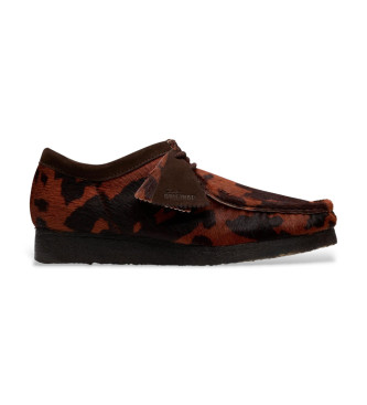 Clarks para hombre. 26183756 Zapatos de Piel Wallabee marrón (42), Plano, Cordones, Casual, Animal print