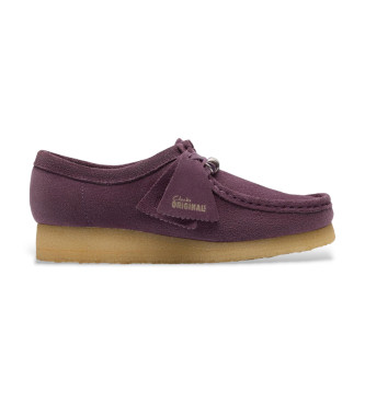 Clarks Para Mujer. 26183775 Zapatos De Piel Wallabee Lila (37.5), Plano, Cordones-image