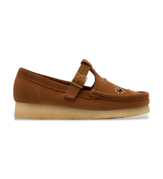 Clarks para mujer. 26183079 Zapatos Wallabee T Bar marrón (38.5), Plano, 1 a 3cm, Hebilla, Casual