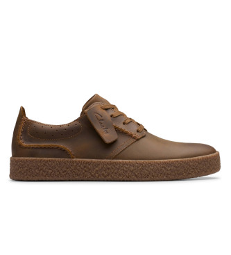 Clarksvoor mannen. 26183418 Streethill bruin leren sportschoenen (43), Plat, Veters, Casual