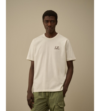 C.P. Company para hombre. 19CMTS103A005100W Camiseta 30/1 Jersey Short Sleeve Logo blanco (XXL), Casual, Algodón, Manga corta
