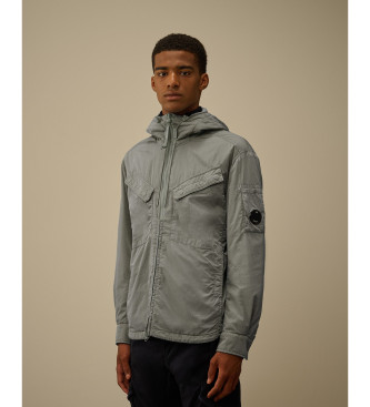 C.P. Company para homem. 19CMOS084A005904G Casaco com capuz e fecho de correr Chrome - cinzento R (L), Casual, Cinza, Poliamida