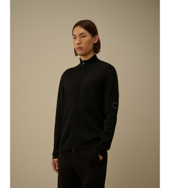 C.P. Company para hombre. 19CMKN202A006595A Cárdigan con cremallera completa Re-Wool Lens negro (M), Casual, Lana