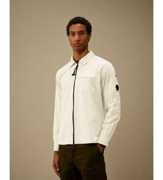 C P Company Sobrecamisa Organic Zip blanco roto