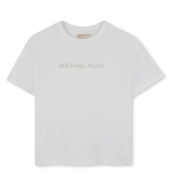 Michael Kors para niña. R30602 Camiseta de manga corta blanco (8años= 126cm), Casual, Algodón, moda infantil