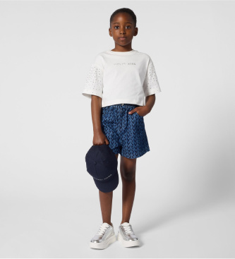 Michael Kors para niña. R30638 Camiseta logotipo blanco (12años= 150cm), Casual, Algodón, Manga corta, moda infantil