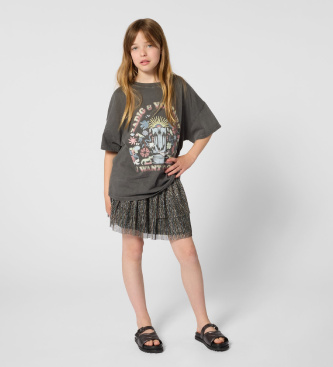 Zadig & Voltaire para niña. X60528 Camiseta M.C.gris (14años= 156/162cm), Casual, Algodón, Manga corta, moda infantil