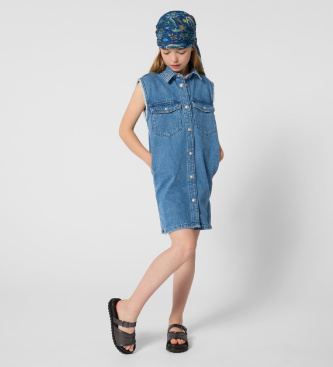 Zadig & Voltaire para niña. X60568 Vestido denima zul (16años= 176cm), Azul, Casual, Algodón, Sin mangas / Tirantes, moda infantil