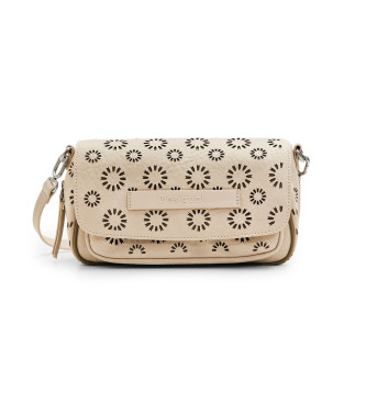 Desigual para mujer. 24SAXP23 Bandolera troquelado flores beige (OSFA), Blanco, Casual, Poliuretano, Desigual outlet 2024.