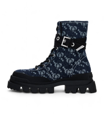 Desigual para mujer. 24WSTD01 Botas Track Monograma negro, azul (38), 1 a 3cm, Cremallera, Casual, Desigual outlet 2024.