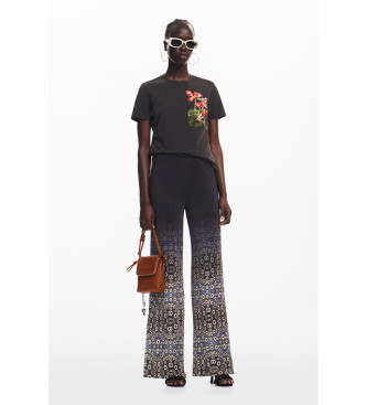 Desigualvoor vrouwen. 25SWTK48 Botanisch Lacroix T-shirt zwart (S), Casual, Katoen, Korte mouwen