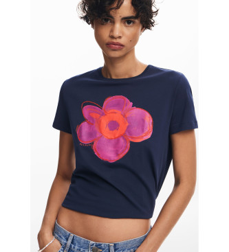 Desigual para mujer. 24WWTK66 Camiseta estampado flor azul (L), Casual, Algodón, Manga corta, Desigual outlet 2024.