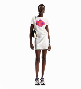 Desigual para mujer. 24WWTK66 Camiseta estampado flor blanco (M), Casual, Algodón, Manga corta, Desigual outlet 2024.