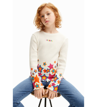 Desigual para mujer/niña. 24WGTK20 Camiseta estrellas beige (5/6años= 116cm), Casual, Algodón, Manga larga, moda infantil, Desigual outlet 2