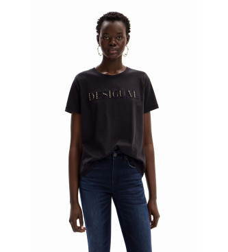 Desigual - pour femme. t-shirt avec logo noir brillant
