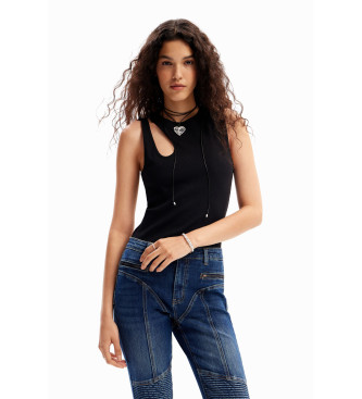 Desigual para mujer. 24SWTK94 Camiseta tirantes cut-out negro (M), Casual, Algodón, Sin mangas / Tirantes, Desigual outlet 2024.