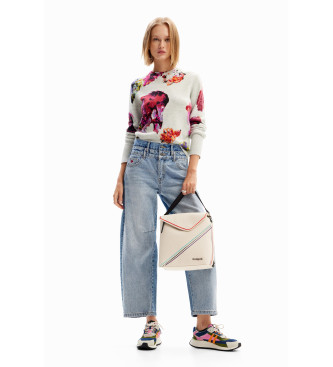 Desigual para mujer. 24WWJF53 Jersey Maxiflower Lacroix blanco (L), Casual, Acrílico, Desigual outlet 2024.