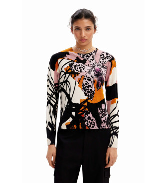 Desigual para mujer. 24SWJF30 Jersey orquídeas M. Christian Lacroix blanco (S), Casual, Viscosa, Manga larga, Desigual outlet 2024.