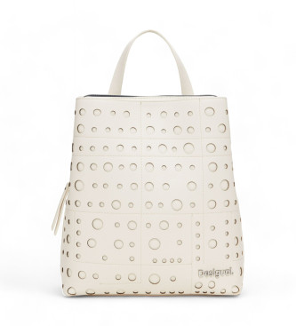 Desigual para mujer. 24WAKP22 Mochila efecto piel círculos blanco (OSFA), Casual, Poliuretano, Manga corta, Desigual outlet 2024.