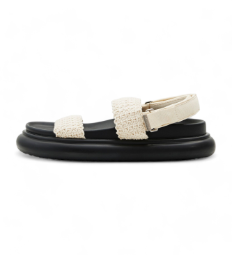 Desigual para mujer. 24SSSO01 Sandalias tiras crochet plataforma beige (37), Tela, Plano, Velcro, Casual, Desigual outlet 2024.
