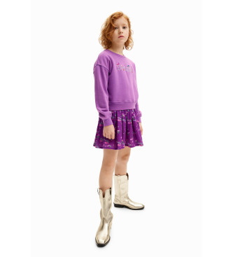 Desigual para niña. 24WGVK10 Vestido Arlene violeta (7/8años= 128cm), Casual, Lila, Algodón, Manga larga, moda infantil, Desigual outlet 202