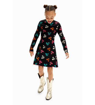 Desigual para niña. 24WGVK12 Vestido Aroa Mickey negro, multicolor (13/14años= 164cm), Casual, Algodón, Manga larga, moda infantil, Desigual