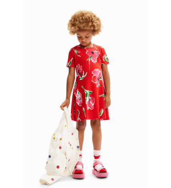 Desigual para niña. 24SGVK10 Vestido Belisa rojo (13/14años= 164cm), Casual, Viscosa, Manga corta, moda infantil, Desigual outlet 2024.