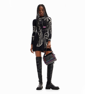 Desigual para mujer. 24WWVK69 Vestido Oregón negro (L), Casual, Viscosa, Manga larga, Desigual outlet 2024.