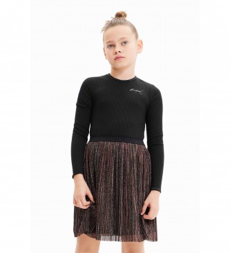 Vestido Paula negro (13/14años= 164cm), Casual, Algodón, Manga larga, moda infantil, Desigual outlet 2024.