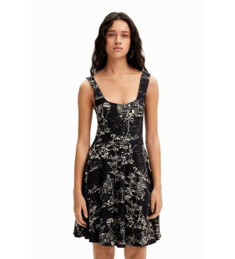 Desigual para mujer. 24SWVK09 Vestido tirantes skater negro (S), Casual, Viscosa, Sin mangas / Tirantes, Desigual outlet 2024.