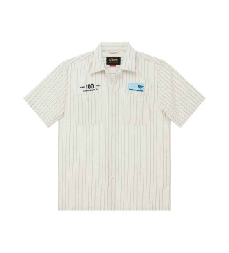 Deus Ex Machina para hombre. D261MSH312 Camisa Forecourt Stripe blanco (M), Casual, Algodón, Manga corta