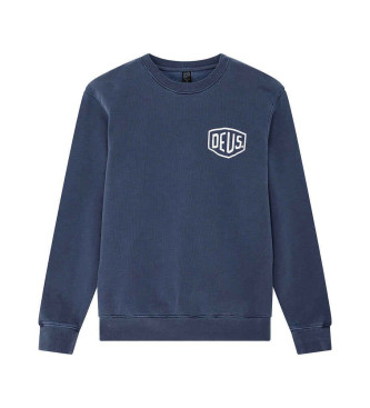 Deus Ex Machina para hombre. D261MSW186 Sudadera Shield Garment Dyed azul (M), Casual, Algodón