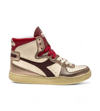 Diadora unisex. 201179037 Zapatillas de Piel Mi Basket Metal Mix Used rojo (36), Plano, Cordones, Casual, Diadora outlet 2024.