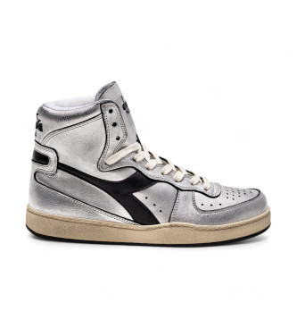 Diadora para mujer. 201176694 Zapatillas de Piel Mi Basket Silver Used plateado (38), Plata, Plano, Cordones, Casual, Diadora outlet 2024.