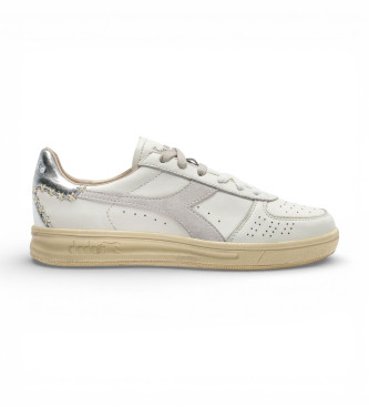 Diadora para hombre. 201183112 Zapatillas de Piel B.Elite X Stitch blanco (42), Plano, Cordones, Casual