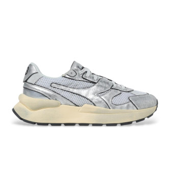 Diadora para mulher. 201182391 Sapatilhas de couro prateadas Heritage (37), Prata, Plano, Cordão, Casual