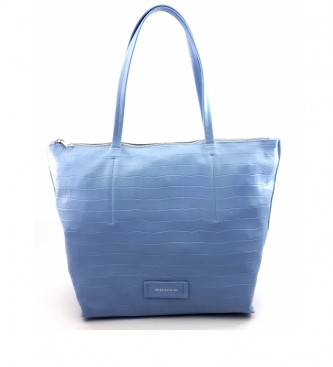 Dimoni para mujer. Bolso de piel azul -40 x 29 x 13 cm- Dimoni
