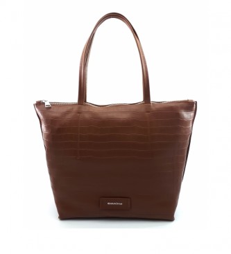 Dimoni para mujer. Bolso de piel marrón -40 x 29 x 13 cm- Dimoni